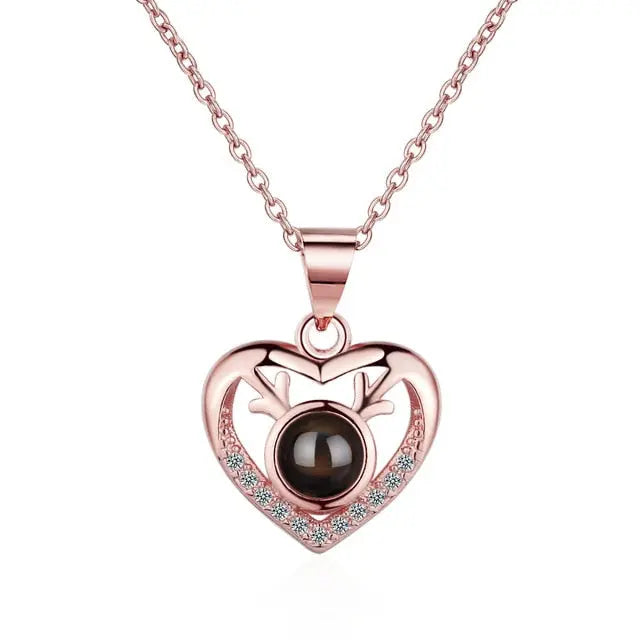 100 languages of love necklace Projection Pendant Necklace For Women Crystal Jewelry nowadaysfashion