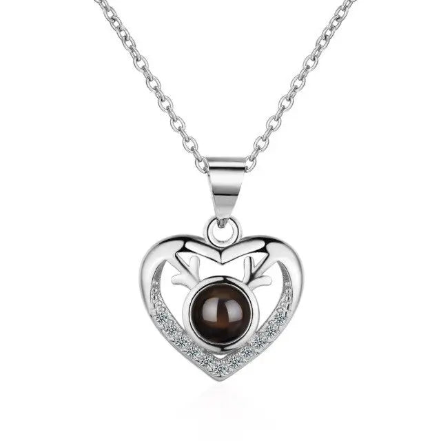 100 languages of love necklace Projection Pendant Necklace For Women Crystal Jewelry nowadaysfashion