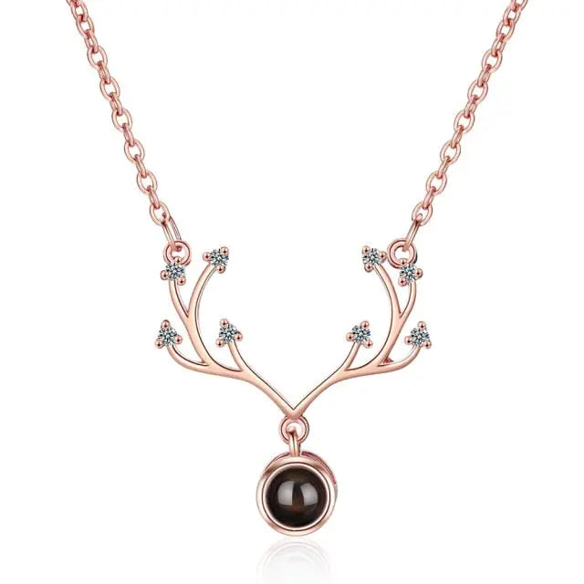 100 languages of love necklace Projection Pendant Necklace For Women Crystal Jewelry nowadaysfashion