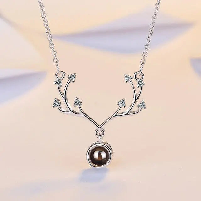 100 languages of love necklace Projection Pendant Necklace For Women Crystal Jewelry nowadaysfashion