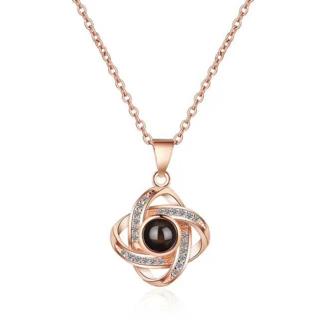 100 languages of love necklace Projection Pendant Necklace For Women Crystal Jewelry nowadaysfashion