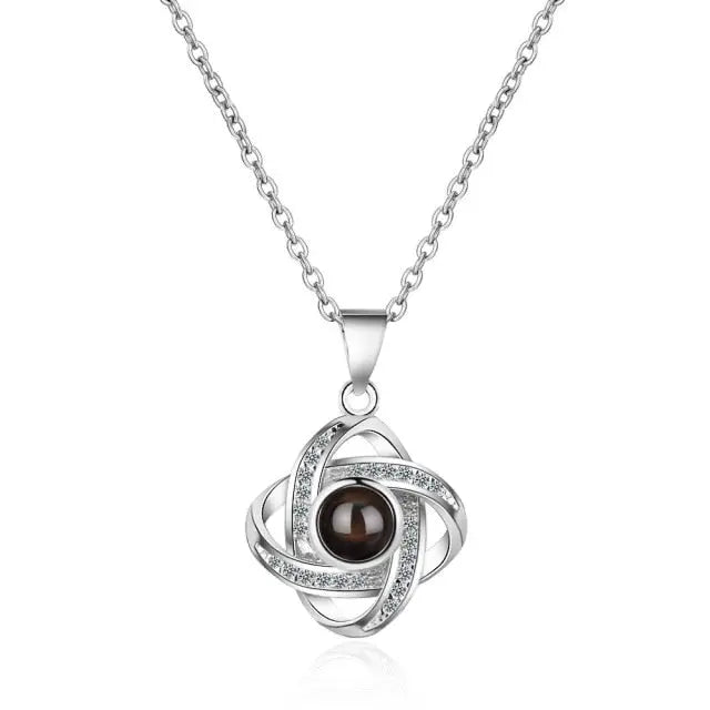 100 languages of love necklace Projection Pendant Necklace For Women Crystal Jewelry nowadaysfashion