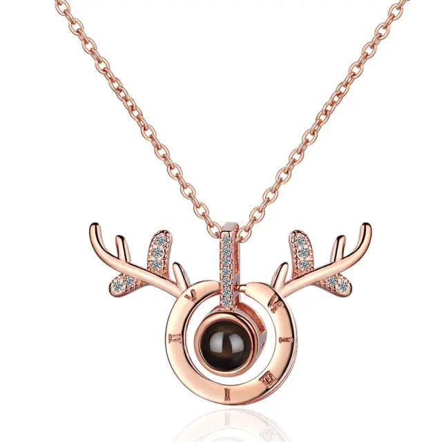100 languages of love necklace Projection Pendant Necklace For Women Crystal Jewelry nowadaysfashion