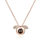 100 languages of love necklace Projection Pendant Necklace For Women Crystal Jewelry nowadaysfashion