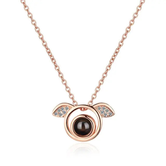 100 languages of love necklace Projection Pendant Necklace For Women Crystal Jewelry nowadaysfashion