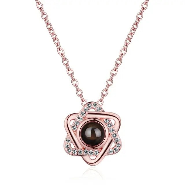 100 languages of love necklace Projection Pendant Necklace For Women Crystal Jewelry nowadaysfashion
