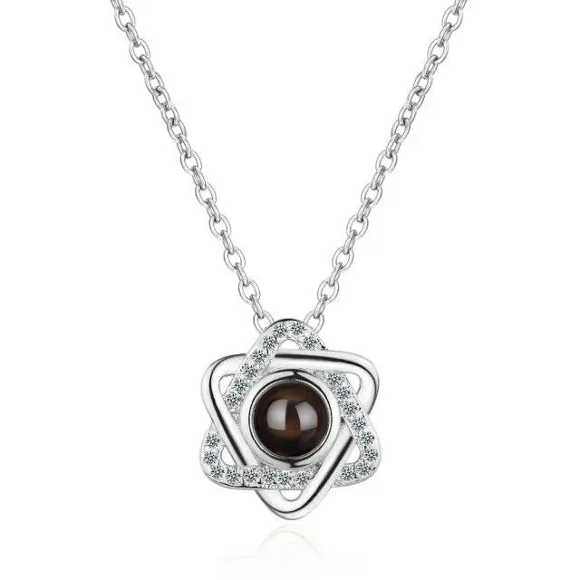 100 languages of love necklace Projection Pendant Necklace For Women Crystal Jewelry nowadaysfashion