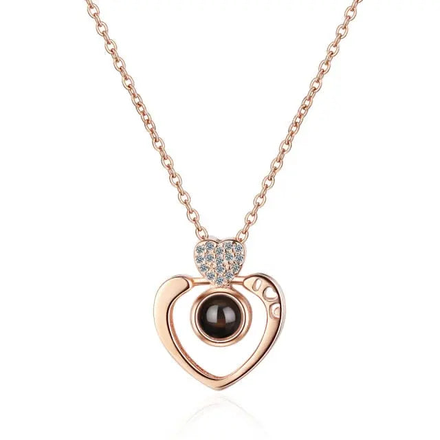 100 languages of love necklace Projection Pendant Necklace For Women Crystal Jewelry nowadaysfashion