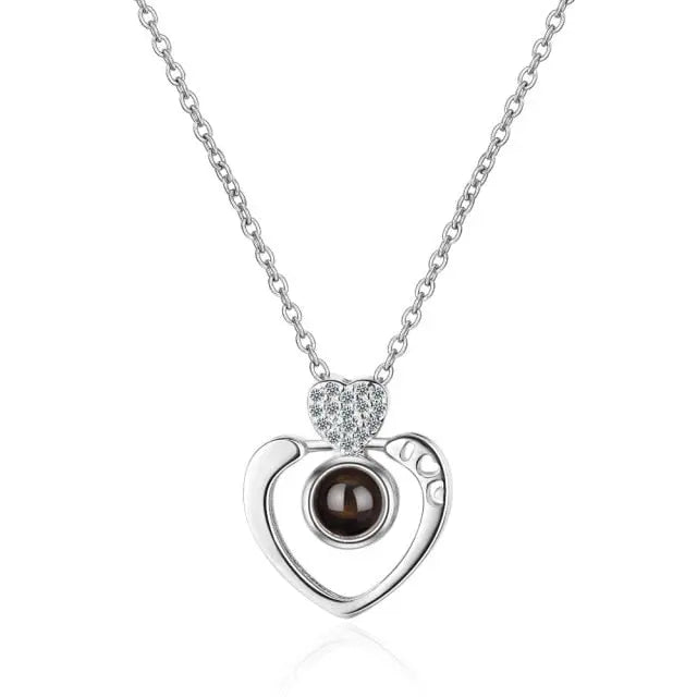 100 languages of love necklace Projection Pendant Necklace For Women Crystal Jewelry nowadaysfashion