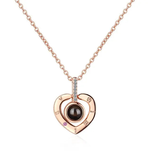 100 languages of love necklace Projection Pendant Necklace For Women Crystal Jewelry nowadaysfashion