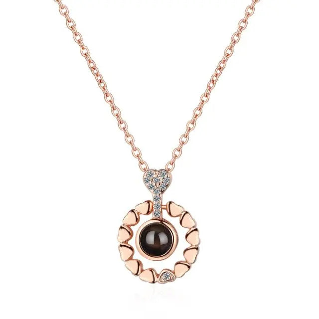 100 languages of love necklace Projection Pendant Necklace For Women Crystal Jewelry nowadaysfashion