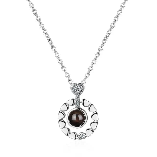 100 languages of love necklace Projection Pendant Necklace For Women Crystal Jewelry nowadaysfashion