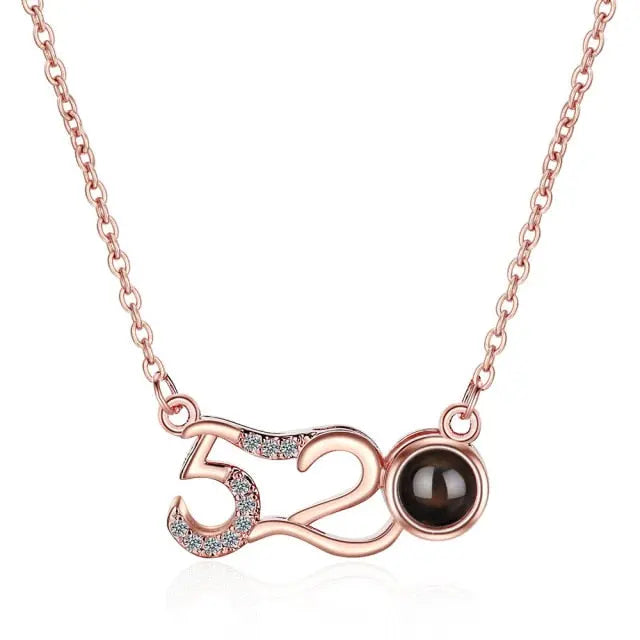 100 languages of love necklace Projection Pendant Necklace For Women Crystal Jewelry nowadaysfashion