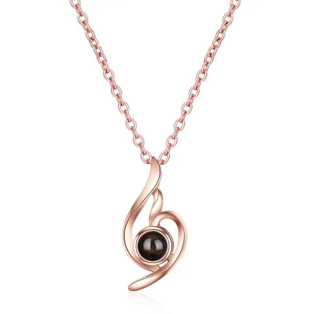 100 languages of love necklace Projection Pendant Necklace For Women Crystal Jewelry nowadaysfashion