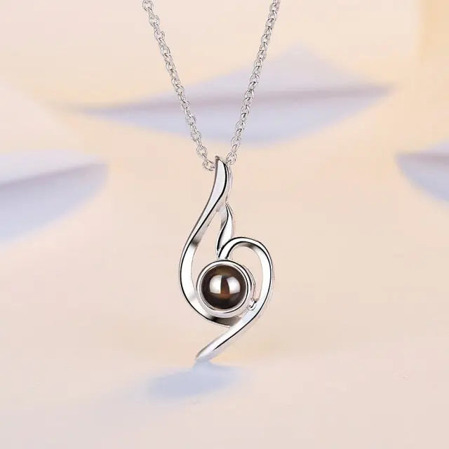 100 languages of love necklace Projection Pendant Necklace For Women Crystal Jewelry nowadaysfashion
