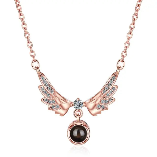 100 languages of love necklace Projection Pendant Necklace For Women Crystal Jewelry nowadaysfashion