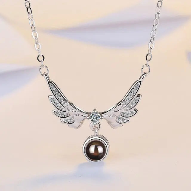 100 languages of love necklace Projection Pendant Necklace For Women Crystal Jewelry nowadaysfashion