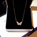 Ins New Arrive Zirconia Butterfly Necklace Charm Bling CZ Rose Gold Butterfly Jewelry nowadaysfashion