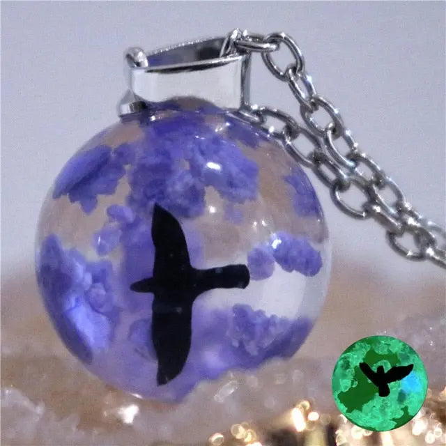 Resin Rould Ball Moon Pendant Necklace Women Blue Sky White Cloud Necklace nowadaysfashion