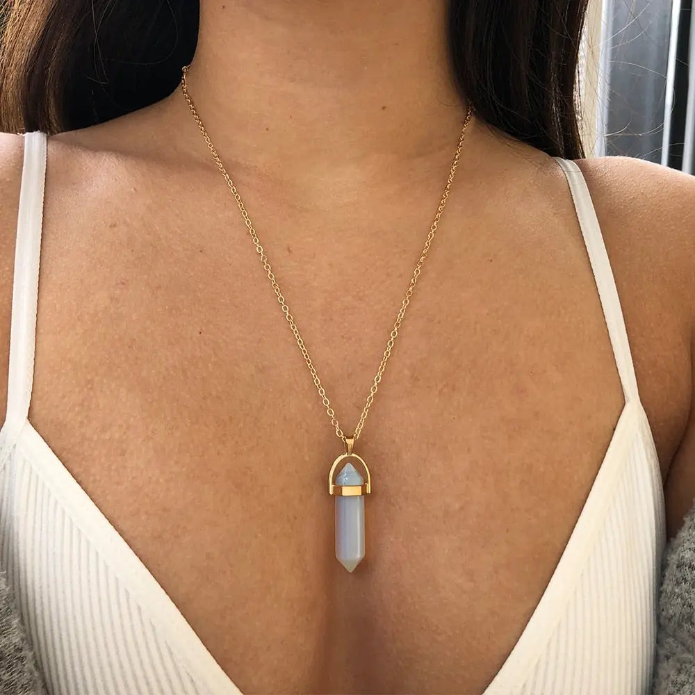 nowadaysfashion Crystals Necklace Bohemian Hexagon Opal Pendant Necklace nowadaysfashion