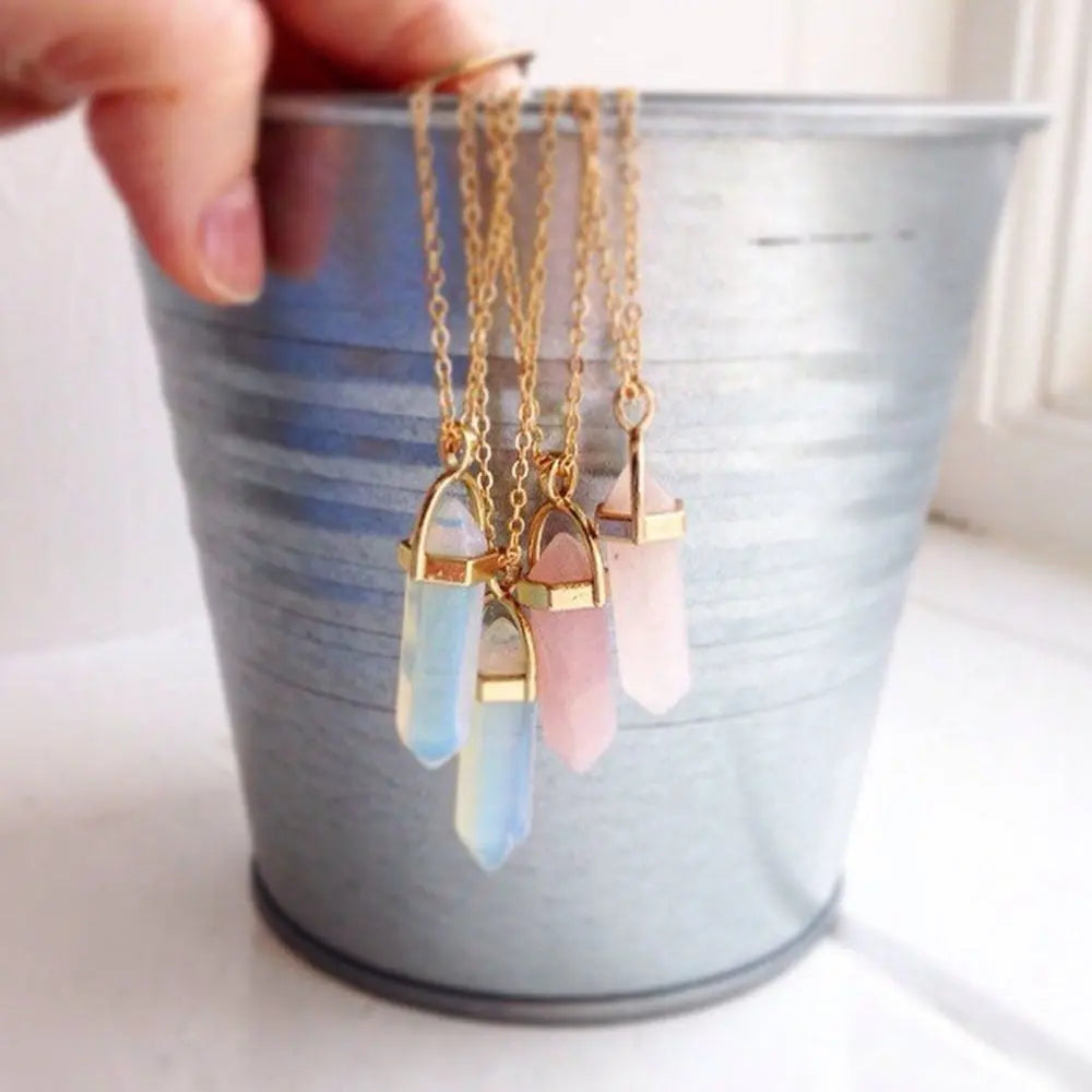 nowadaysfashion Crystals Necklace Bohemian Hexagon Opal Pendant Necklace nowadaysfashion