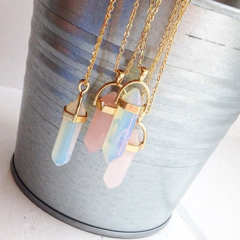 nowadaysfashion Crystals Necklace Bohemian Hexagon Opal Pendant Necklace nowadaysfashion