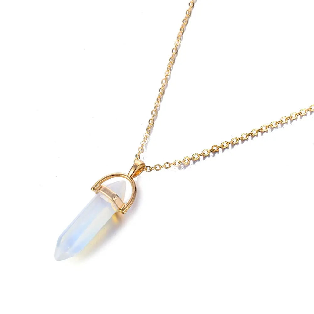 nowadaysfashion Crystals Necklace Bohemian Hexagon Opal Pendant Necklace nowadaysfashion