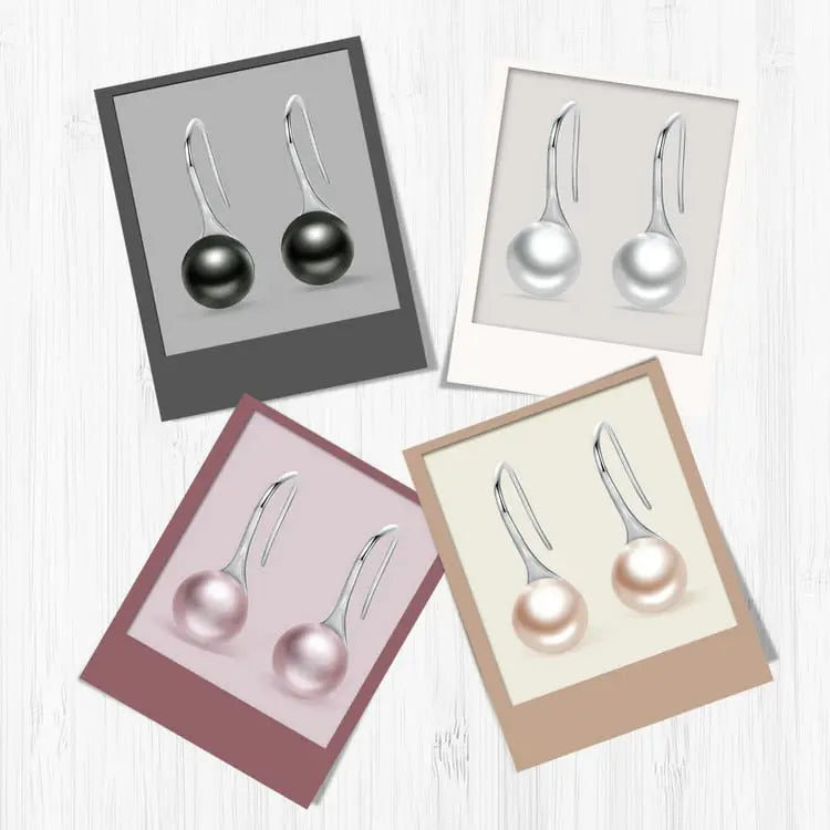 nowadaysfashion Sterling Silver Elegant Round Pure Love Pearl Drop Earrings nowadaysfashion