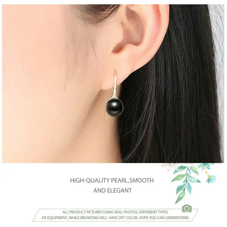 nowadaysfashion Sterling Silver Elegant Round Pure Love Pearl Drop Earrings nowadaysfashion
