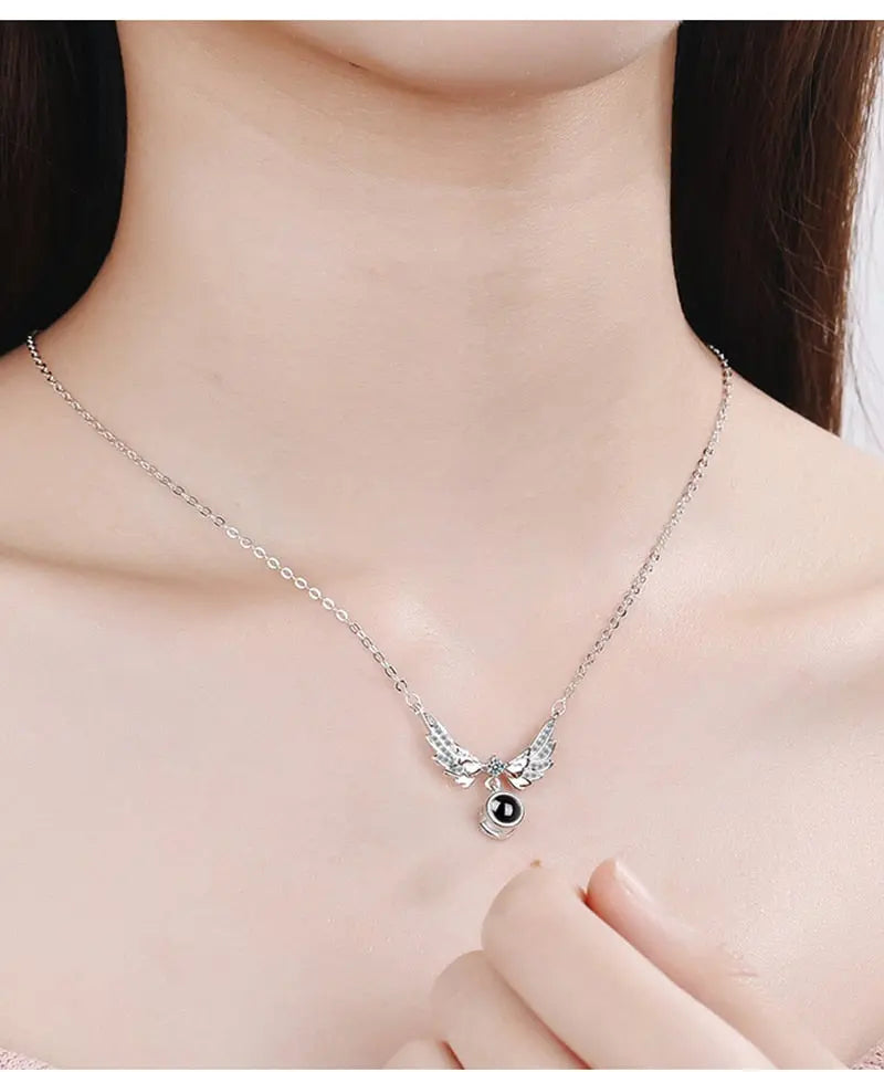 100 languages of love necklace Projection Pendant Necklace For Women Crystal Jewelry nowadaysfashion