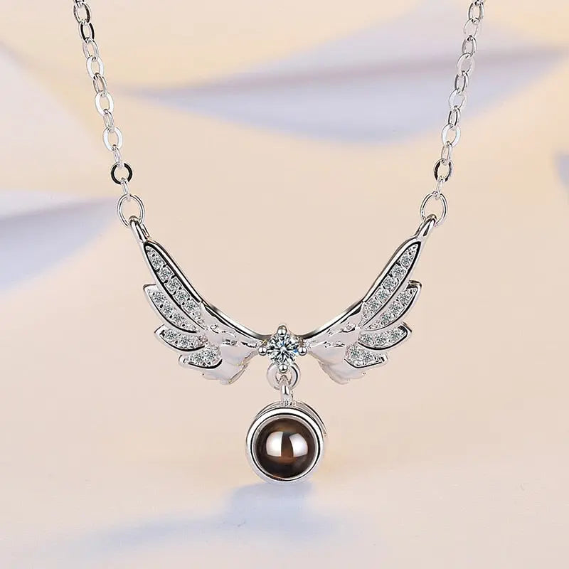 100 languages of love necklace Projection Pendant Necklace For Women Crystal Jewelry nowadaysfashion