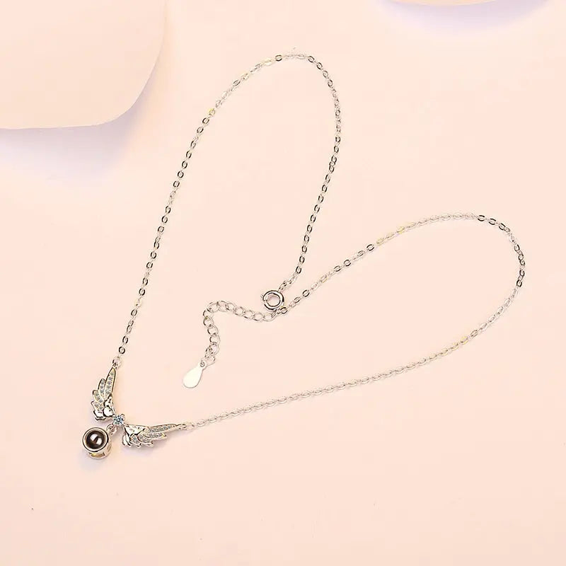 100 languages of love necklace Projection Pendant Necklace For Women Crystal Jewelry nowadaysfashion