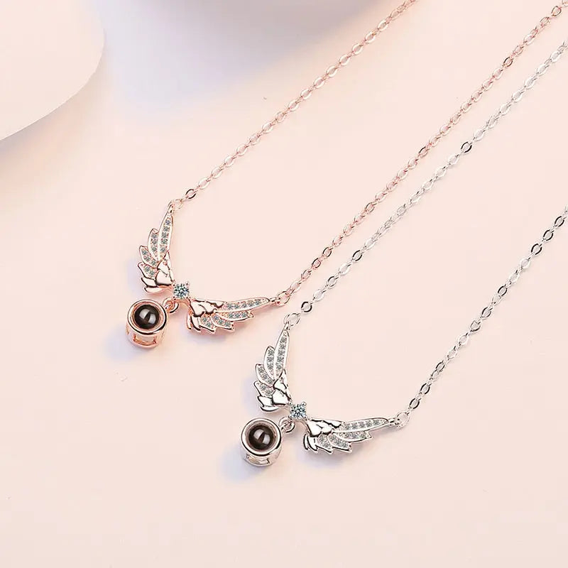 100 languages of love necklace Projection Pendant Necklace For Women Crystal Jewelry nowadaysfashion