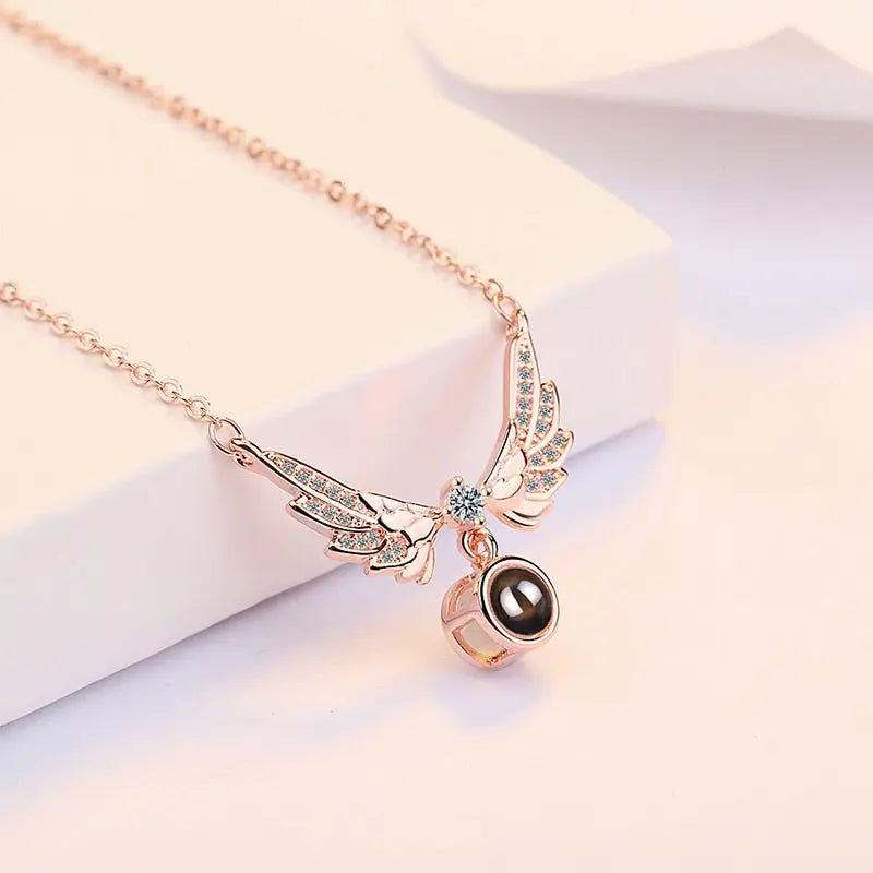 100 languages of love necklace Projection Pendant Necklace For Women Crystal Jewelry nowadaysfashion