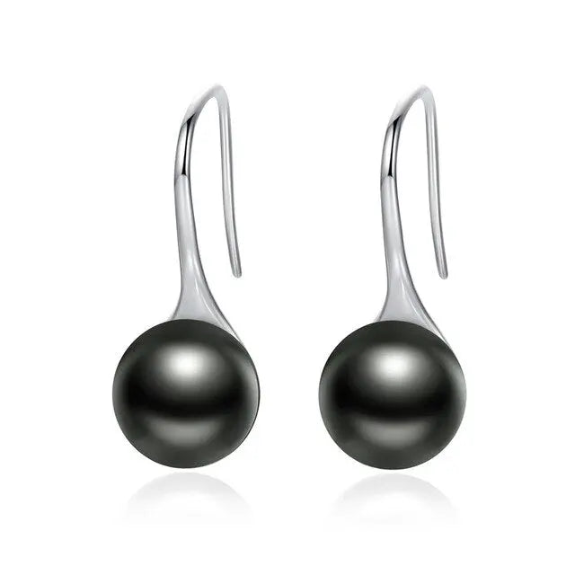 nowadaysfashion Sterling Silver Elegant Round Pure Love Pearl Drop Earrings nowadaysfashion