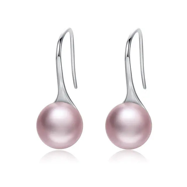 nowadaysfashion Sterling Silver Elegant Round Pure Love Pearl Drop Earrings nowadaysfashion