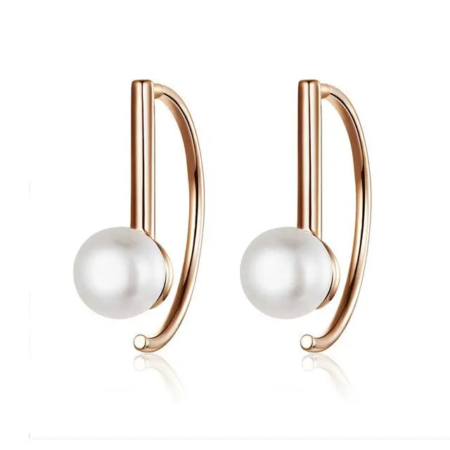 nowadaysfashion Sterling Silver Elegant Round Pure Love Pearl Drop Earrings nowadaysfashion