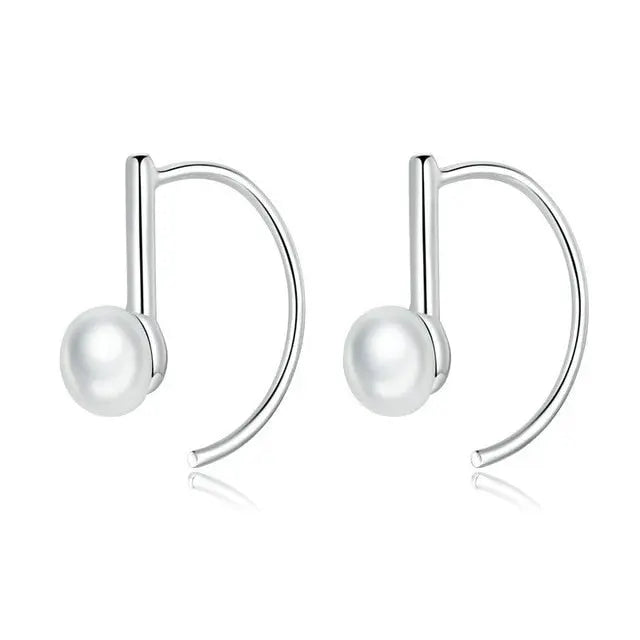 nowadaysfashion Sterling Silver Elegant Round Pure Love Pearl Drop Earrings nowadaysfashion