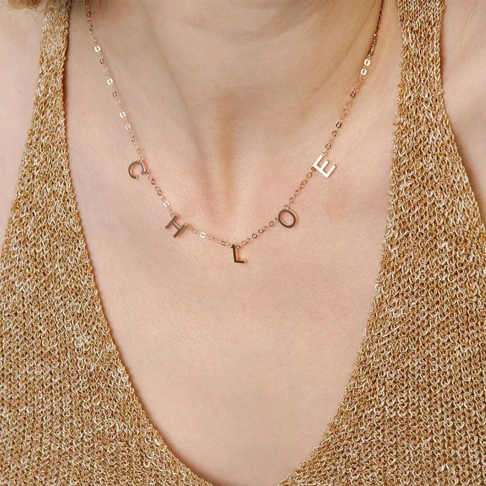 Personalized 26 English letter name necklace clavicle chain nowadaysfashion