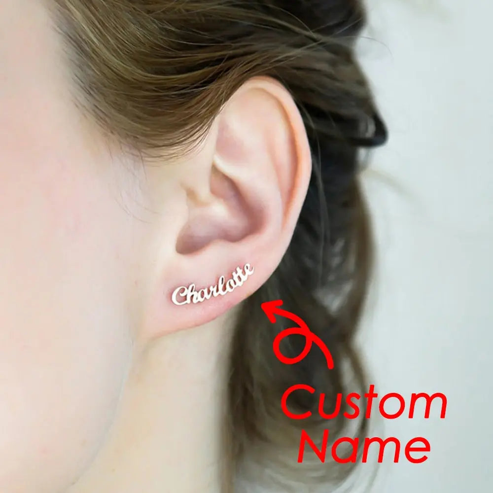 nowadaysfashion Customized Name Earrings for women Gold Personalized Letter Stud earrings nowadaysfashion