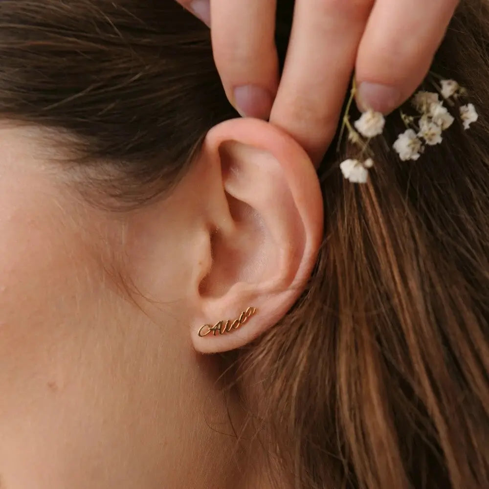 nowadaysfashion Customized Name Earrings for women Gold Personalized Letter Stud earrings nowadaysfashion