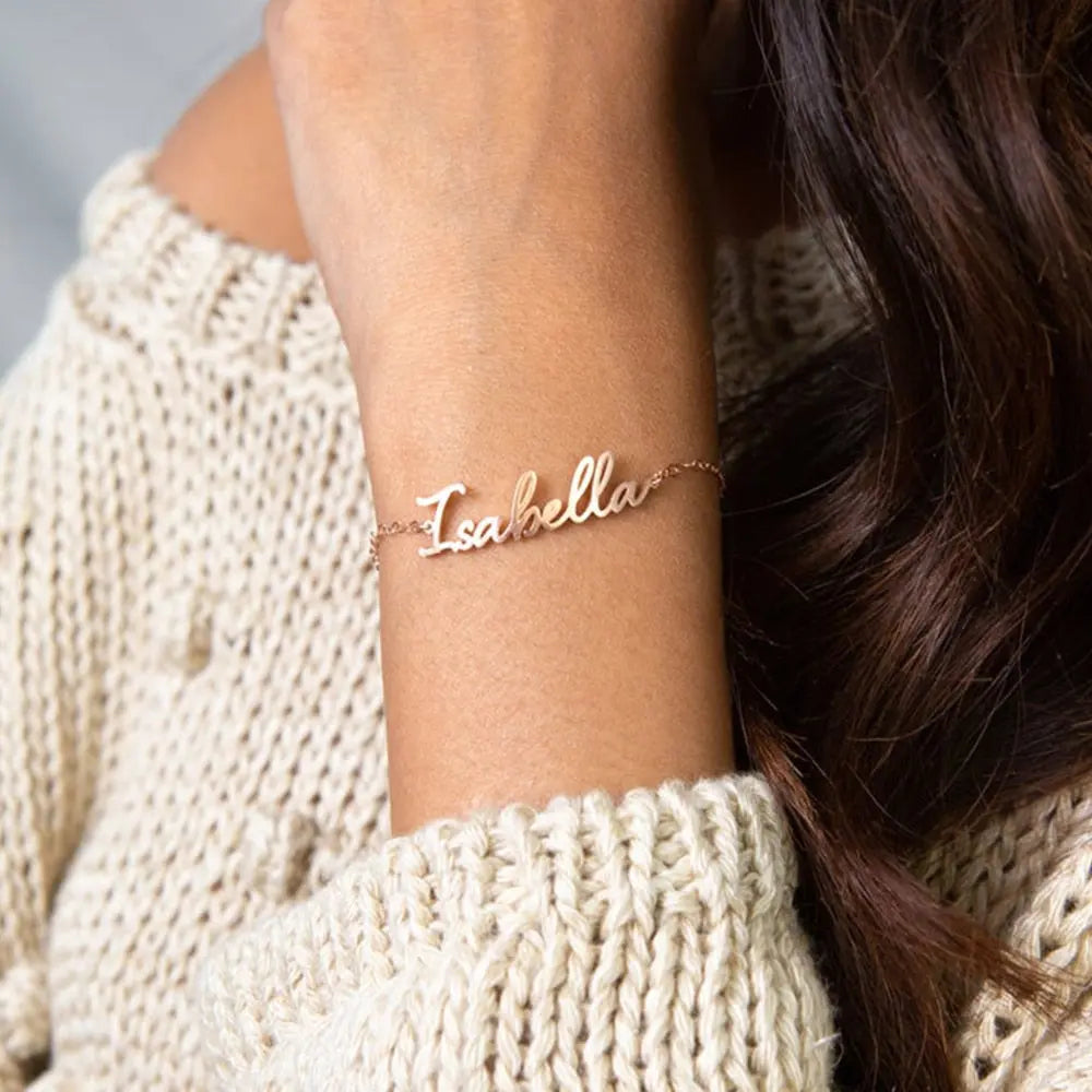 nowadaysfashion Customized Name Bracelet for women Gold Personalized Letter nowadaysfashion