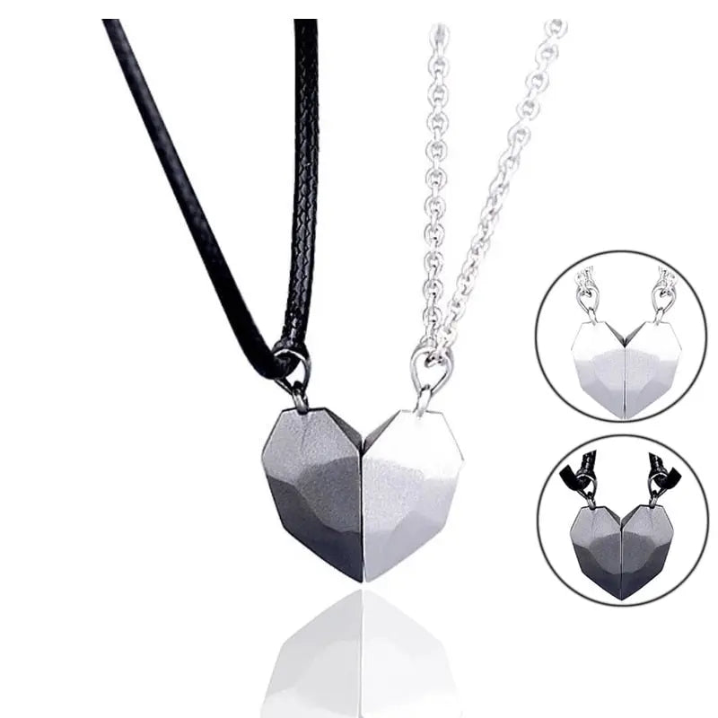 2pcs matching necklaces for couples Magnetic Lovers Heart necklaces Suction Wishing Stone nowadaysfashion
