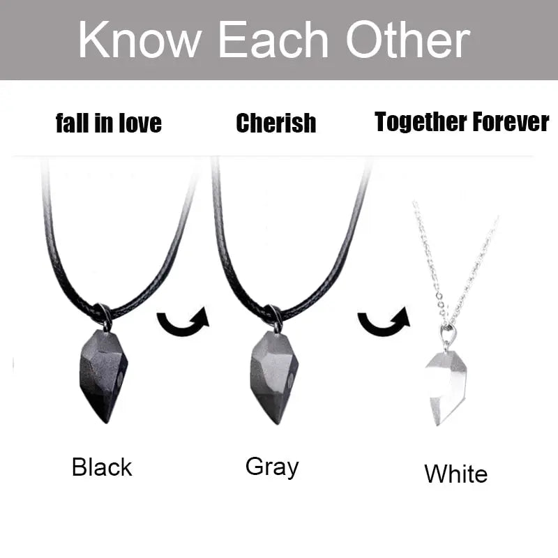 2pcs matching necklaces for couples Magnetic Lovers Heart necklaces Suction Wishing Stone nowadaysfashion