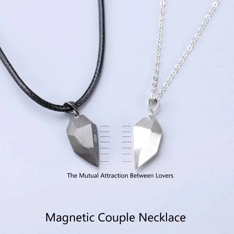 2pcs matching necklaces for couples Magnetic Lovers Heart necklaces Suction Wishing Stone nowadaysfashion