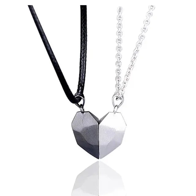 2pcs matching necklaces for couples Magnetic Lovers Heart necklaces Suction Wishing Stone nowadaysfashion