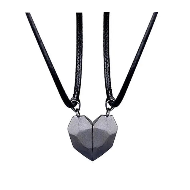 2pcs matching necklaces for couples Magnetic Lovers Heart necklaces Suction Wishing Stone nowadaysfashion