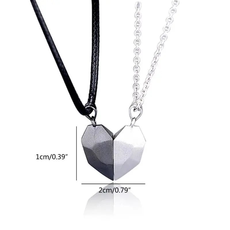 2pcs matching necklaces for couples Magnetic Lovers Heart necklaces Suction Wishing Stone nowadaysfashion