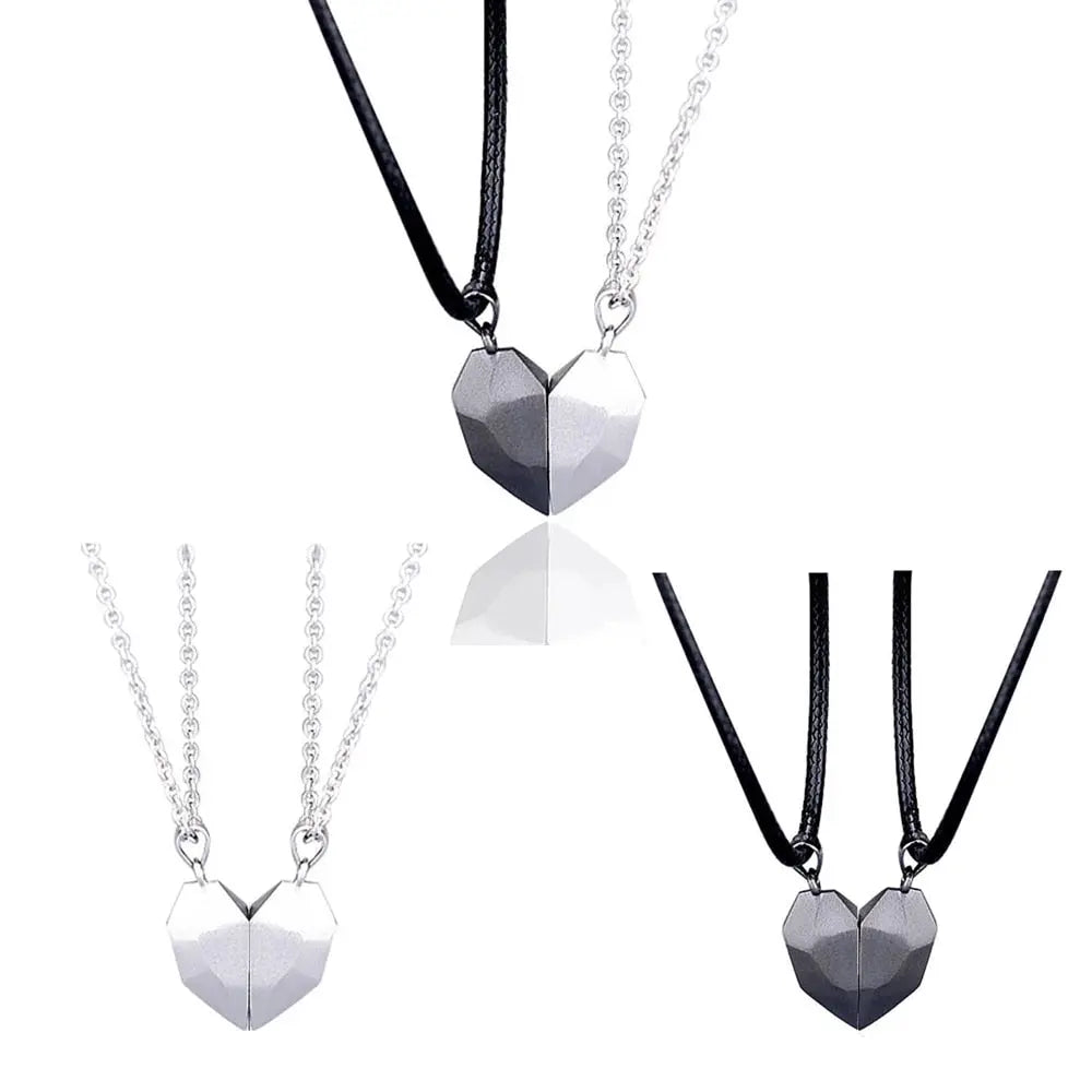 2pcs matching necklaces for couples Magnetic Lovers Heart necklaces Suction Wishing Stone nowadaysfashion