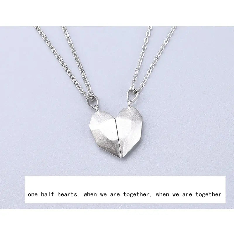 2pcs matching necklaces for couples Magnetic Lovers Heart necklaces Suction Wishing Stone nowadaysfashion